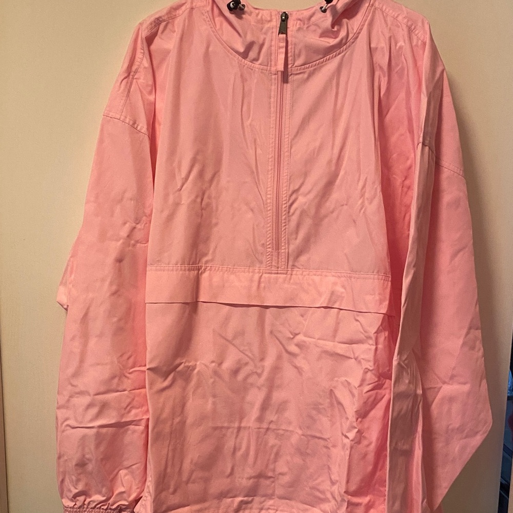 Champion Pink Pullover Windbreaker Jacket Rain Half Zip Adjustable Hood 3XL